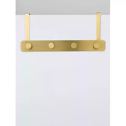 John Lewis Over The Door 4 Hook Hanging Rack Gold | H 21.00 X W 46.00 X D 8.60 cm