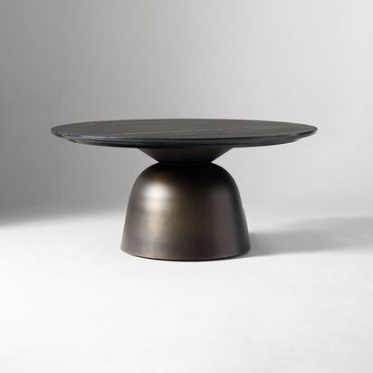 Olina 91 cm Coffee Table, Black Marble, Metal