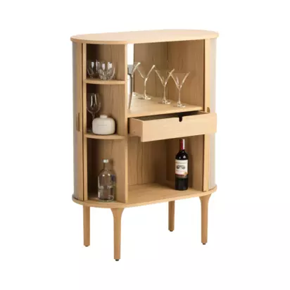 John Lewis Velo Drinks Cabinet, Oak Light Oak | H 120.5 x W 90.0 x D 45.0 cm
