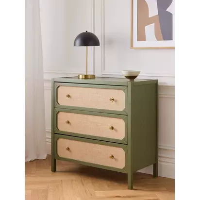 John Lewis Hetti 3 Drawer Chest Green | H800 x W900 x D450mm