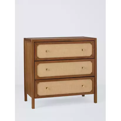 John Lewis Hetti 3 Drawer Chest Natural Wood | H800 x W900 x D450mm