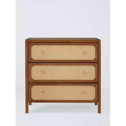John Lewis Hetti 3 Drawer Chest Natural Wood | H800 x W900 x D450mm