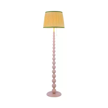 Joules Harewood Pleated Shade Bobbin Floor Lamp, Light Pink Pink Light | H150 x W38 x D38cm