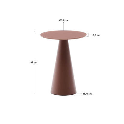 Wilshire side table with frosted tempered glass and matt terracotta painted steel finish Ã˜