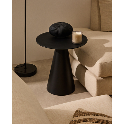 Wilshire tempered glass and metal side table with a black finish, Ã˜ 50 cm