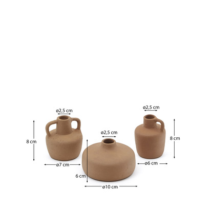 Sofra set of 3 terracotta vases, 6 cm / 7 cm / 10 cm