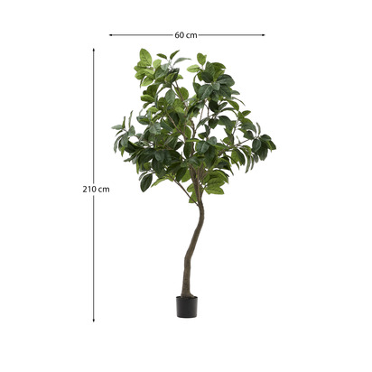 Artificial Ficus tree in black pot 210 cm