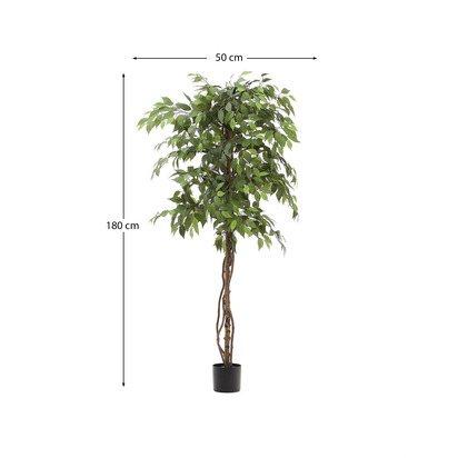 Artificial Ficus tree in black pot 180 cm