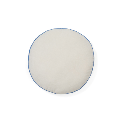 Saya white and blue, round cotton cushion, Ã˜ 40 cm