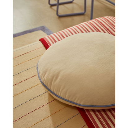 Saya white and blue, round cotton cushion, Ã˜ 40 cm