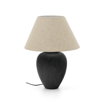 Mercadal ceramic table lamp in a black finish and UK adapter