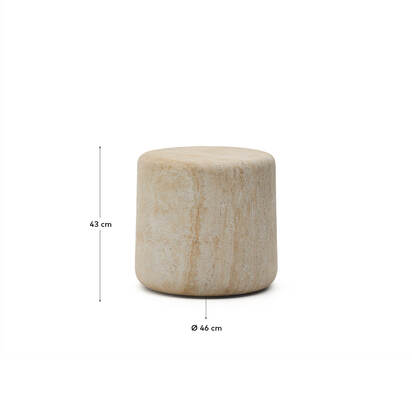 Drasi cement side table with travertine-effect finish Ã˜46cm