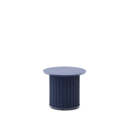 Sedalis outdoor side table in aluminium and blue rope cord Ã˜50cm