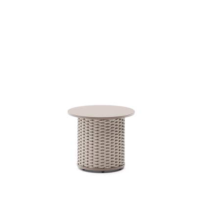 Sedalis outdoor side table in aluminium and taupe rope cord Ã˜50cm