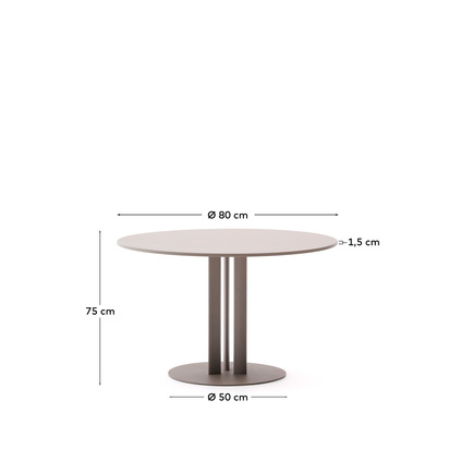 Sedalis round outdoor table in steel with taupe aluminium top Ã˜80cm