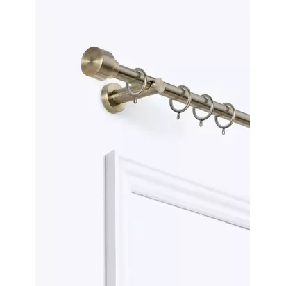 John Lewis Extendable Metal Curtain Pole Kit with Ball Finial, Dia.28mm Antique Brass | H80 x W60 x D1150mm
