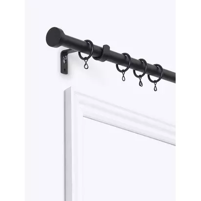 John Lewis Extendable Metal Curtain Pole Kit with Disc Finial, Dia.19mm Matte Black | H50 x W50 x D1580mm