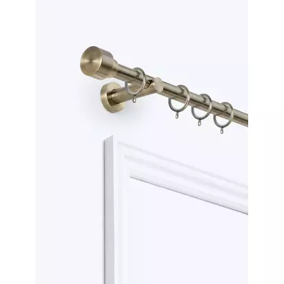 John Lewis Fixed Metal Curtain Pole Kit with Stud Finial, Dia.28mm Antique Brass | H78 x W54 x D1800mm