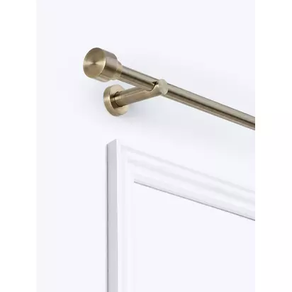 John Lewis Fixed Eyelet Metal Curtain Pole Kit with Stud Finial, Dia.28mm Antique Brass | H78 x W54 x D1800mm