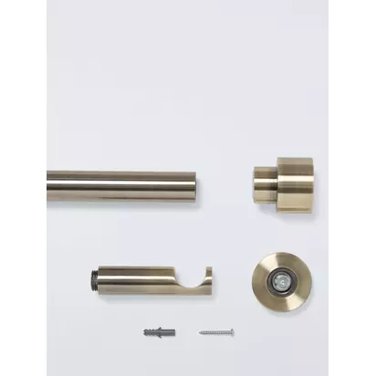 John Lewis Fixed Eyelet Metal Curtain Pole Kit with Stud Finial, Dia.28mm Antique Brass | H78 x W54 x D1800mm