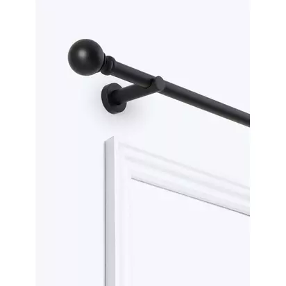 John Lewis Fixed Eyelet Metal Curtain Pole Kit with Ball Finial, Dia.28mm Matte Black | H85 x W60 x D1500mm