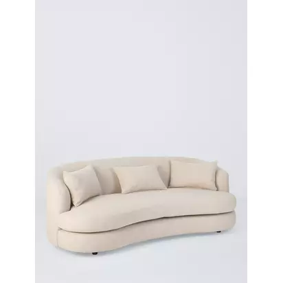John Lewis Lozenge Large 3 Seater Sofa, Black Leg Twisted Boucle Putty | H80 x W216 x D110cm