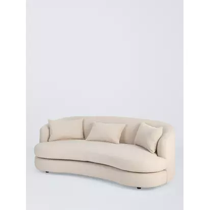 John Lewis Lozenge Large 3 Seater Sofa, Black Leg Twisted Boucle Putty | H80 x W216 x D110cm