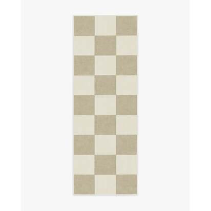 Jaque Checkered Stone Flatwoven Rug - 75 x 215 cm - Rug + Pad System