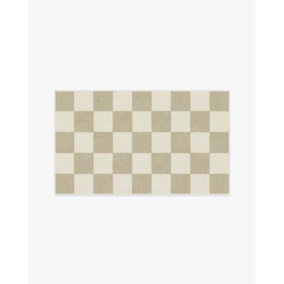 Jaque Checkered Stone Flatwoven Rug - 90 x 150 cm - Rug + Pad System