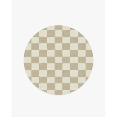 Jaque Checkered Stone Flatwoven Rug - 185 Round cm - Rug + Pad System