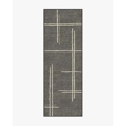 Stellan Charcoal Flatwoven Rug - 75 x 215 cm - Rug + Cushioned Pad System