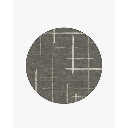 Stellan Charcoal Flatwoven Rug - 185 Round cm - Rug + Cushioned Pad System