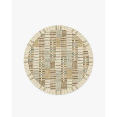 Selene Neutral Multicolour Flatwoven Rug by Architectural Digest - 185 Round cm - Rug + Pad System