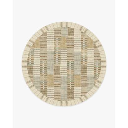 Selene Neutral Multicolour Flatwoven Rug by Architectural Digest - 245 Round cm - Rug + Cushioned Pad System