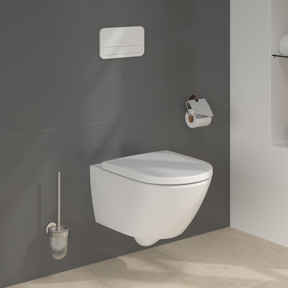 Villeroy & Boch ViConnect Pro 2.0 Frame with Subway 3.0 TwistFlush Rimless Wall Mounted Toilet, White Flush Plate & Soft Close Toilet Seat