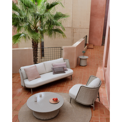 Sedalis outdoor side table in aluminium and taupe rope cord Ã˜50cm