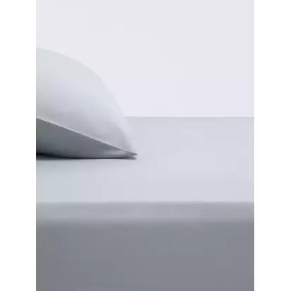 John Lewis Crisp & Fresh Egyptian Cotton Percale 200 Thread Count Fitted Sheet Soft Blue | Single