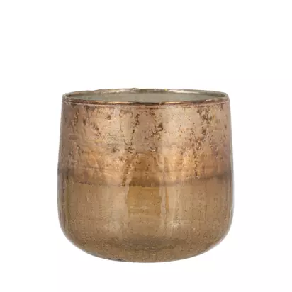 Nkuku Konara Tealight Candle Holder, Copper Smoke, Large Copper Smoke | H19 x W19 x D19cm