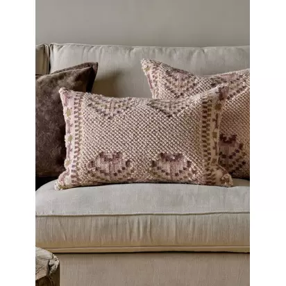 nkuku Kandy Rectangular Cushion Cover, Dusty Pink Dusty Pink | H41 x W61 x D1cm