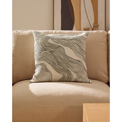 Ondara cushion cover with green graphic detail 50 x 50cm