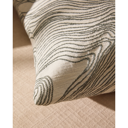 Ondara cushion cover with green graphic detail 50 x 50cm