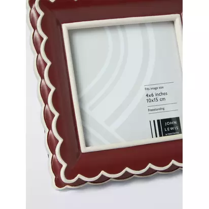 John Lewis Multi Scallop Hand Painted Photo Frame, 4 x 4" (10 x 10cm) Red | H155 x W155 x D25mm