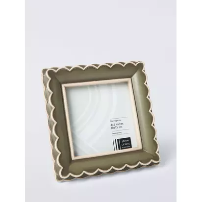 John Lewis Multi Scallop Hand Painted Photo Frame, 4 x 4" (10 x 10cm) Green | H155 x W155 x D25mm