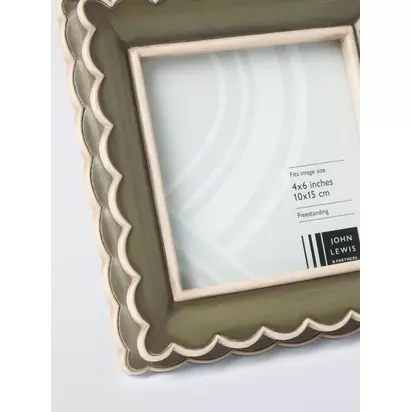 John Lewis Multi Scallop Hand Painted Photo Frame, 4 x 4" (10 x 10cm) Green | H155 x W155 x D25mm