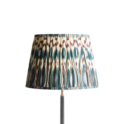 40cm straight empire printed linen ikat shade in teal heraldic