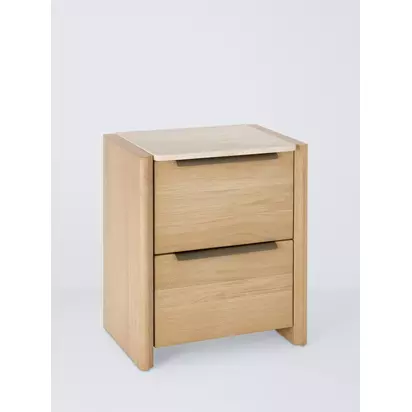John Lewis Rest 2 Drawer Bedside Table, Natural Wood Natural Wood | H59.80 x W38 x D50cm