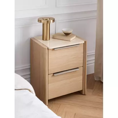 John Lewis Rest 2 Drawer Bedside Table, Natural Wood Natural Wood | H59.80 x W38 x D50cm