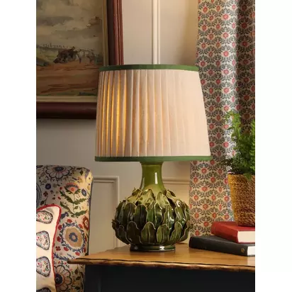 Joules Chatsworth Tall Ceramic Leaf Table Lamp, Dark Green Green Dark | H47.50 x W30 x D30cm