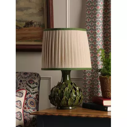 Joules Chatsworth Tall Ceramic Leaf Table Lamp, Dark Green Green Dark | H47.50 x W30 x D30cm