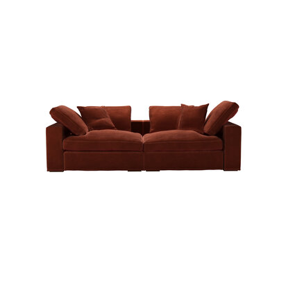 Long Island 2 Seat Sofa in Deep Coral Cashmere Velvet